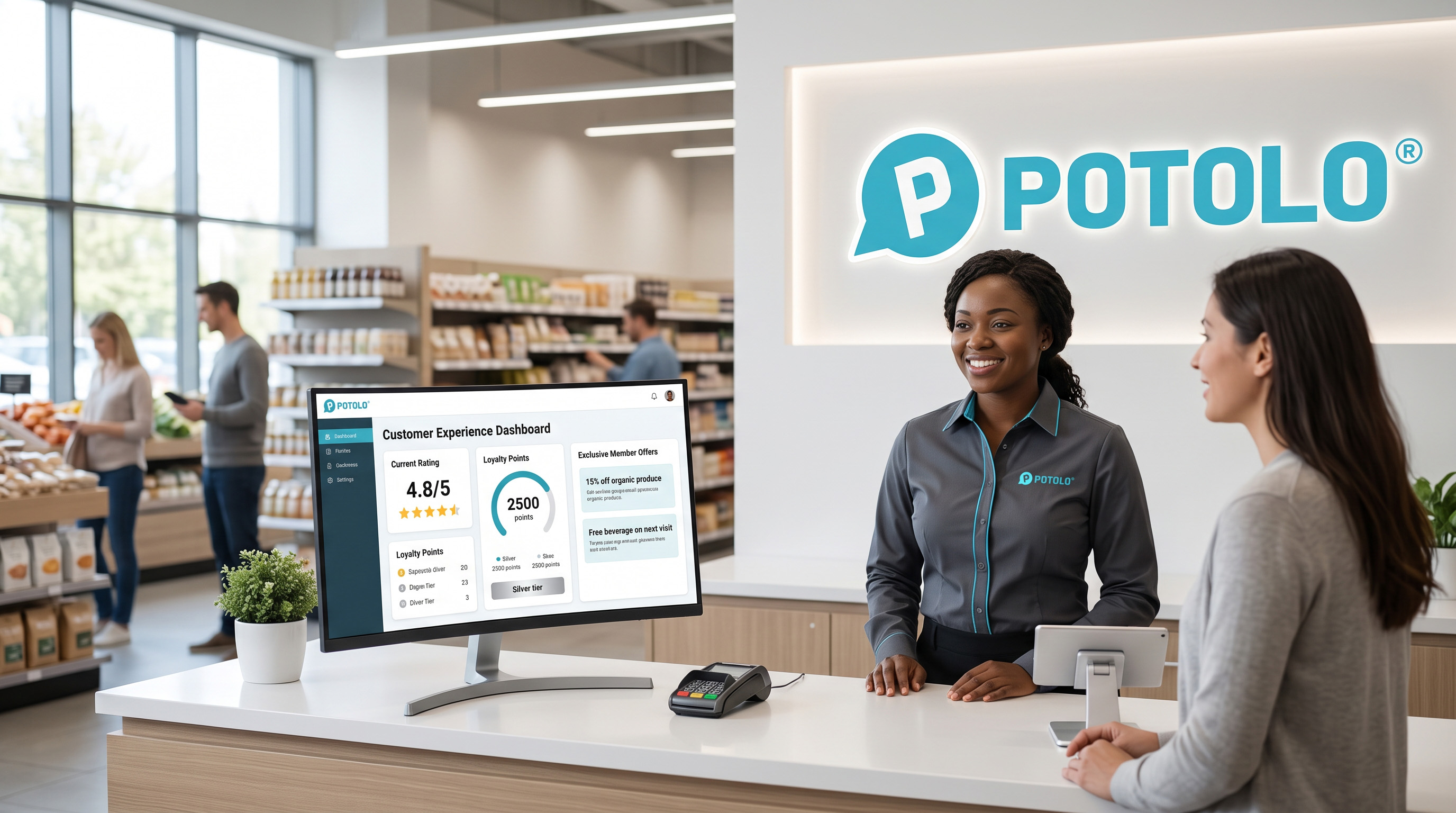 Potolo partner shop serving a customer at the counter